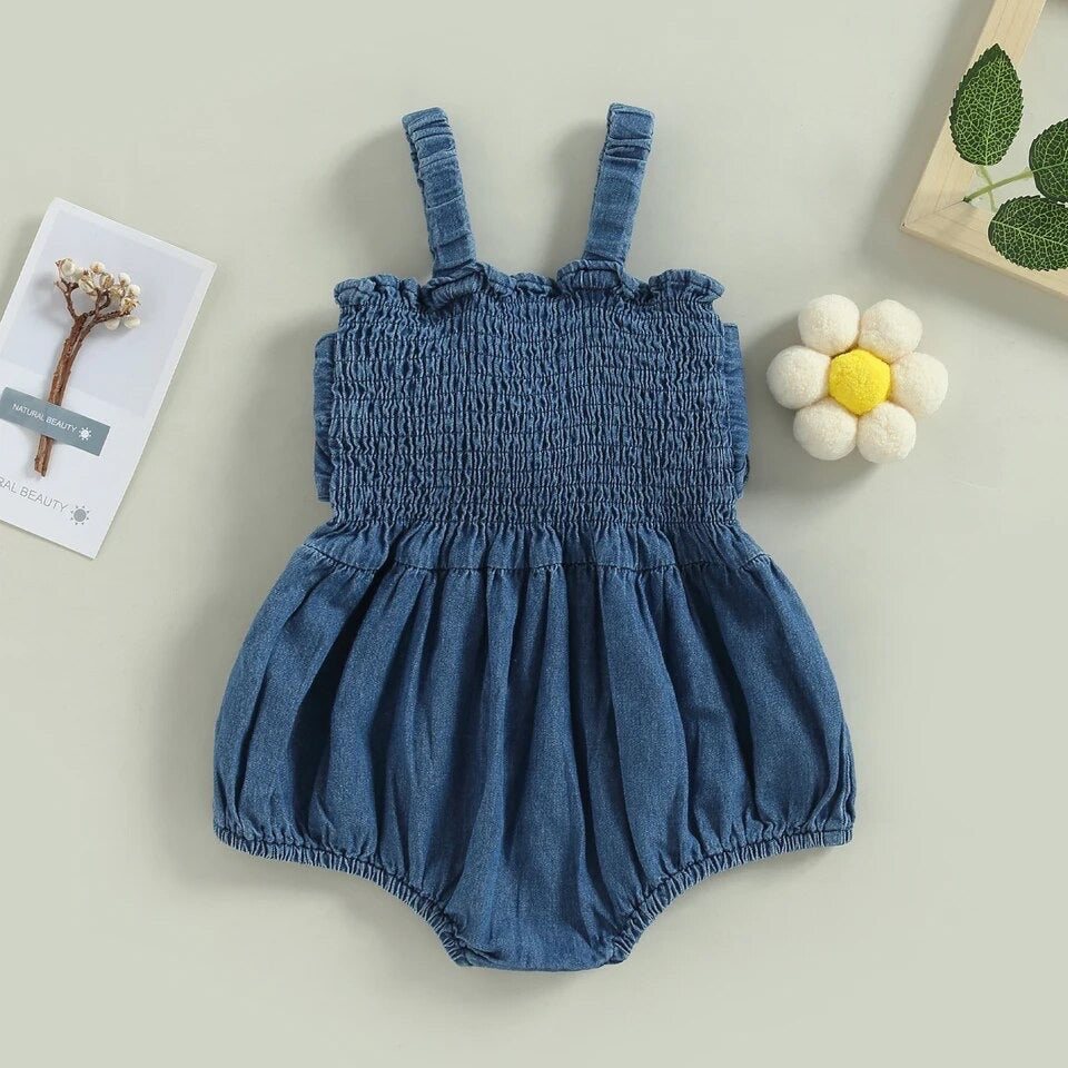 Denim Bow Romper