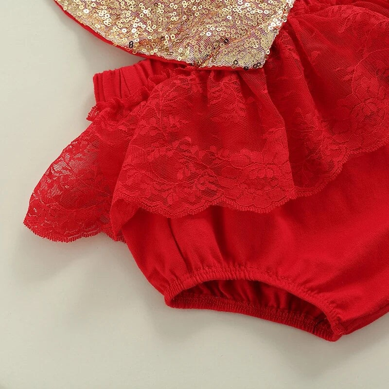Valentine Gold Baby Romper