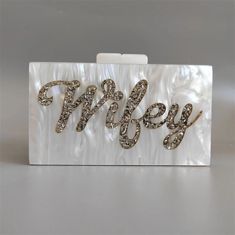 Wifey Beaded Handle Box Bag