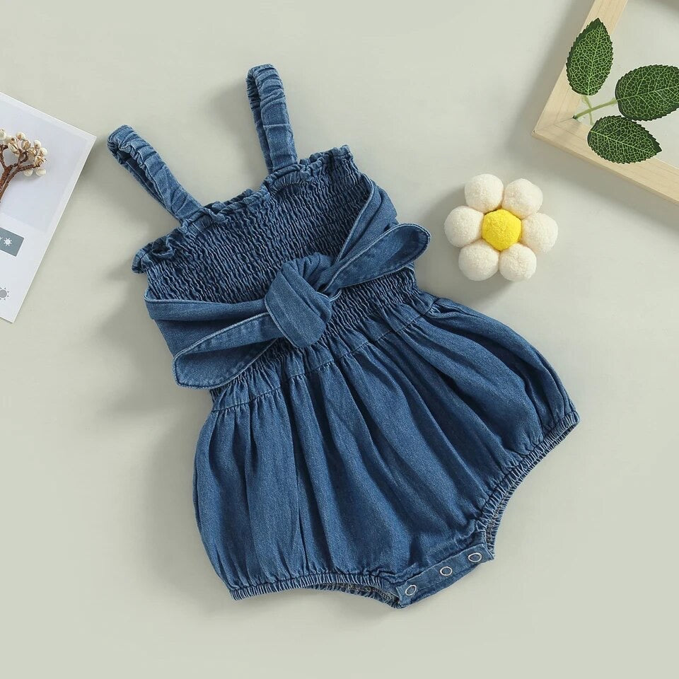 Denim Bow Romper