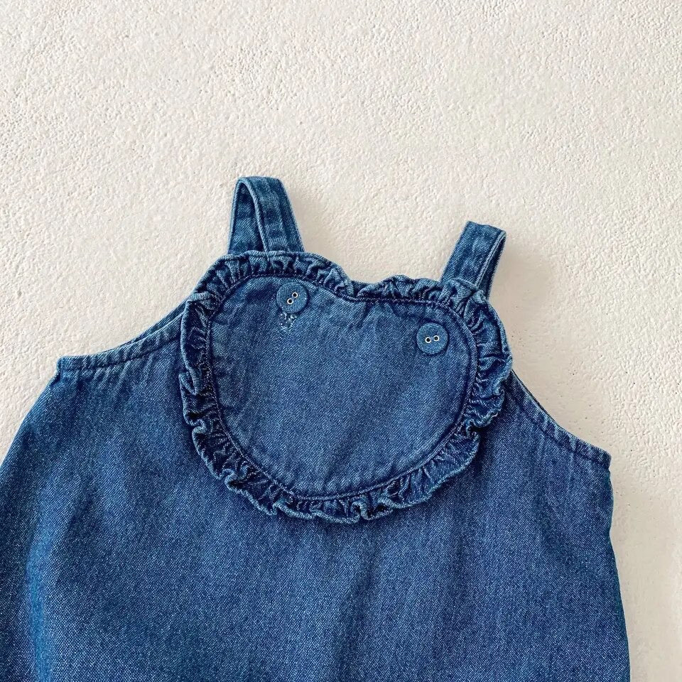 Heart Denim Romper