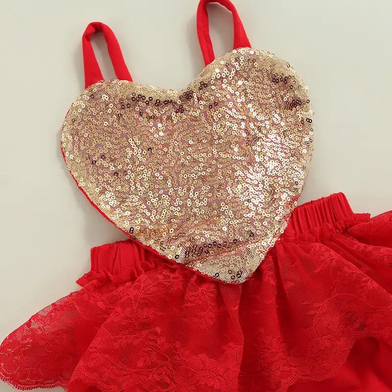 Valentine Gold Baby Romper