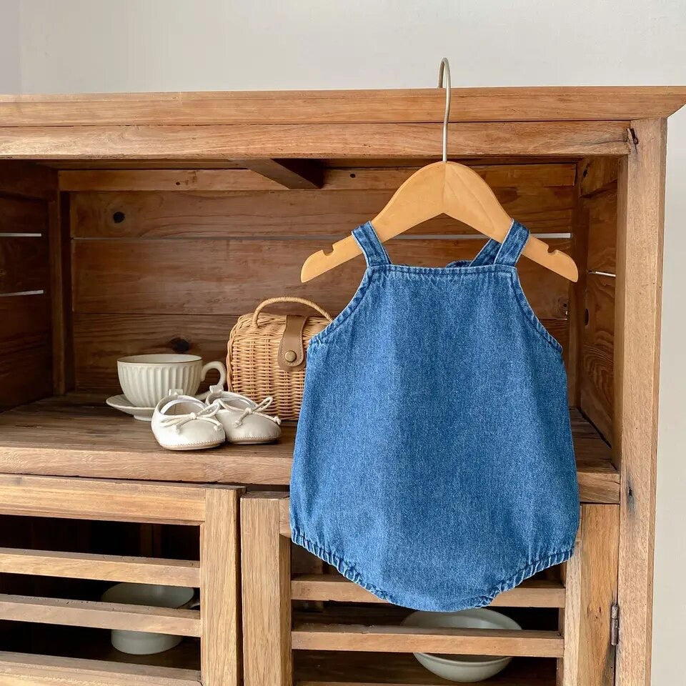 Heart Denim Romper
