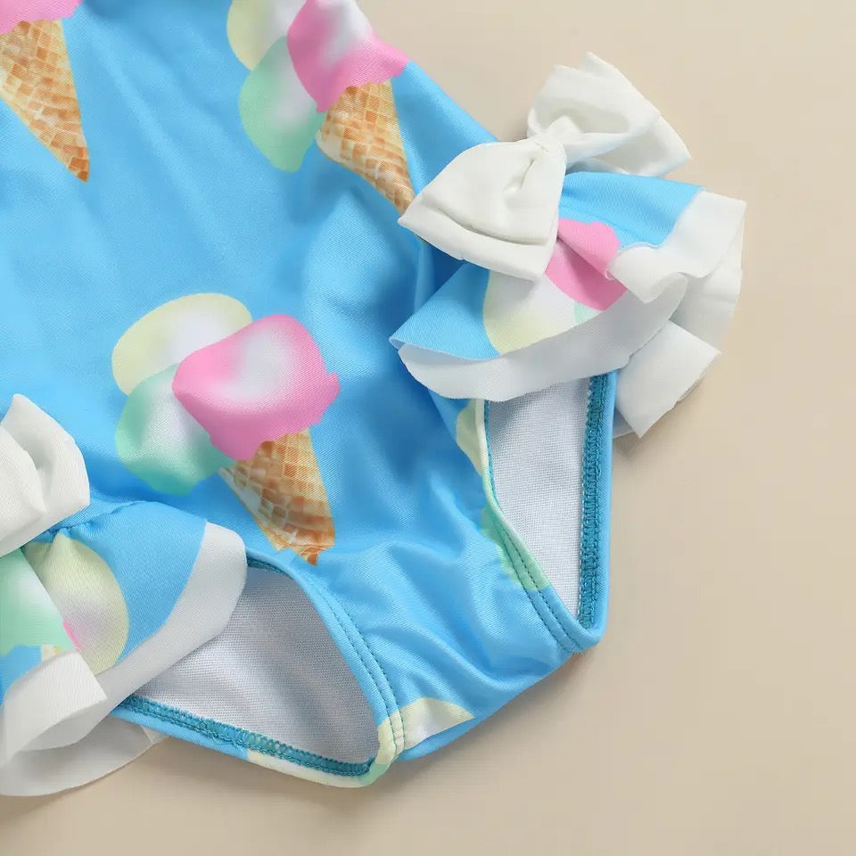 Blue Icecream Swimsuit Set