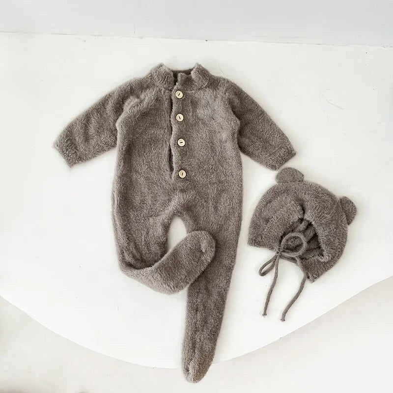 Fluffy Bear Romper & Hat