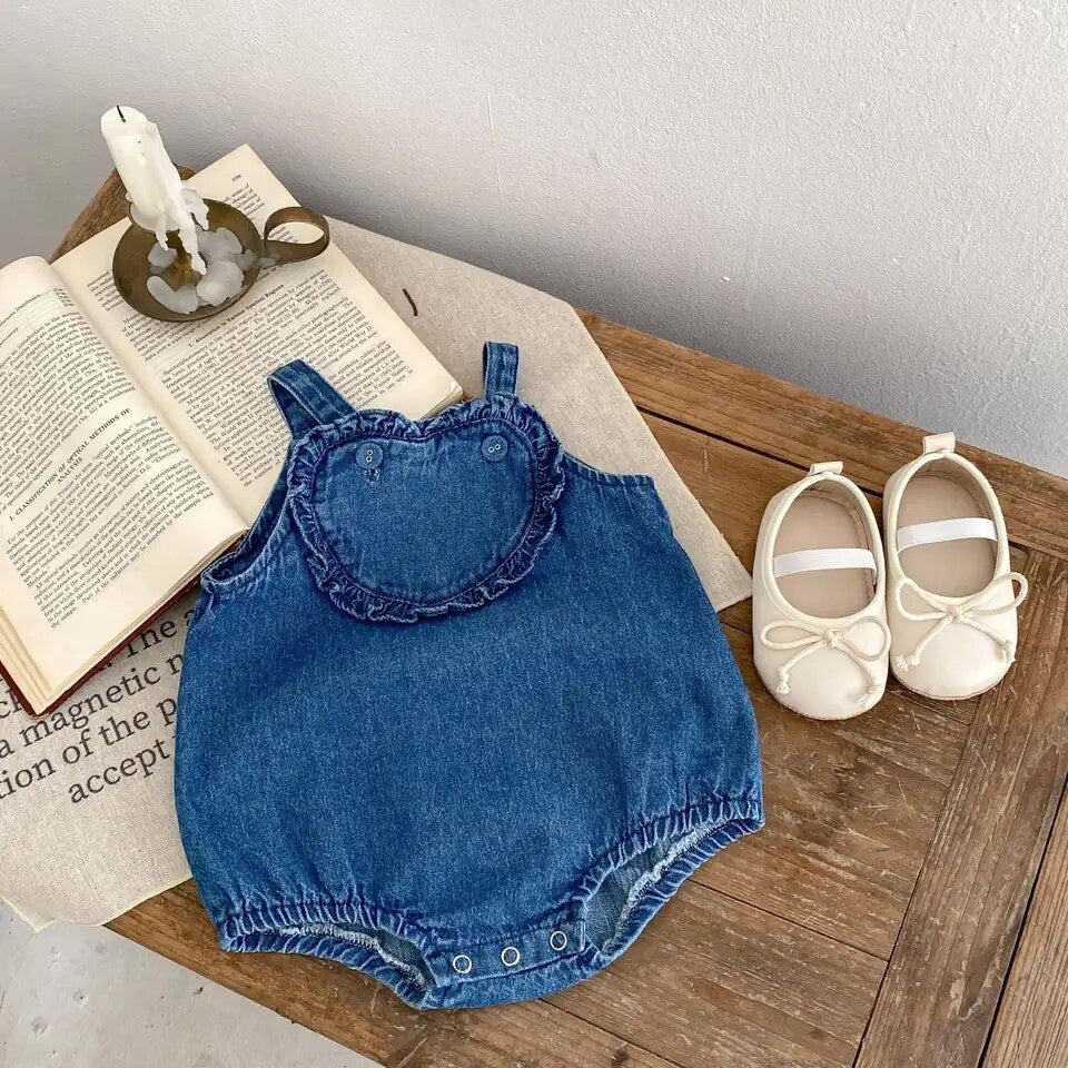 Heart Denim Romper