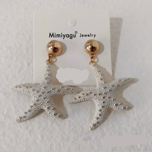 Starfish White Earrings