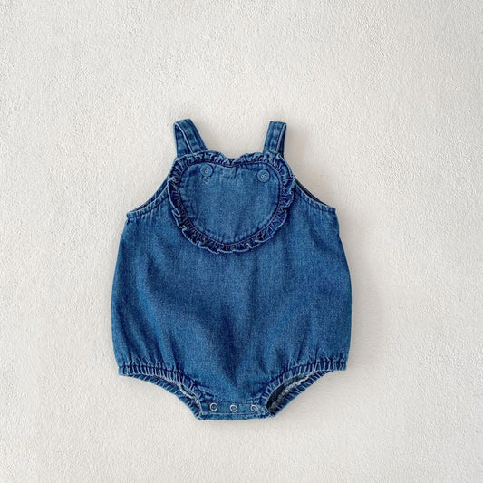 Heart Denim Romper