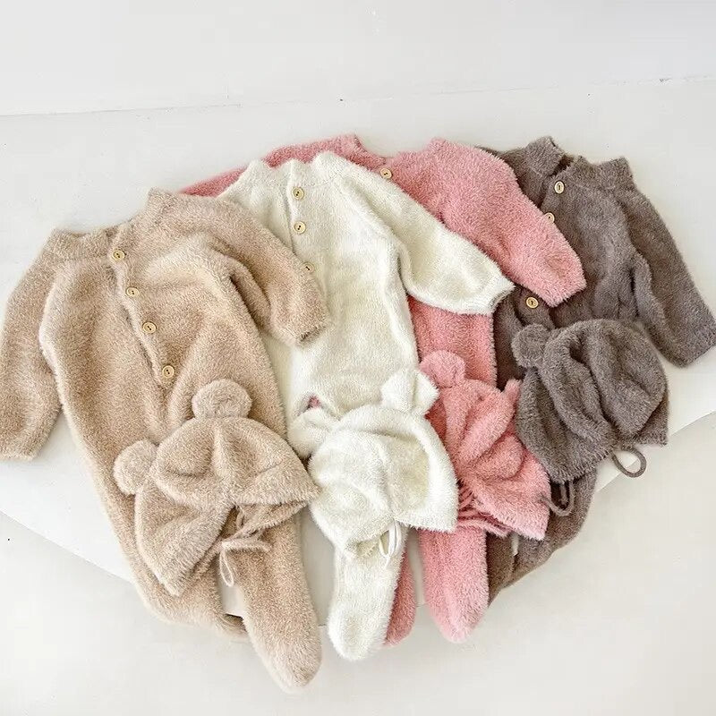 Fluffy Bear Romper & Hat