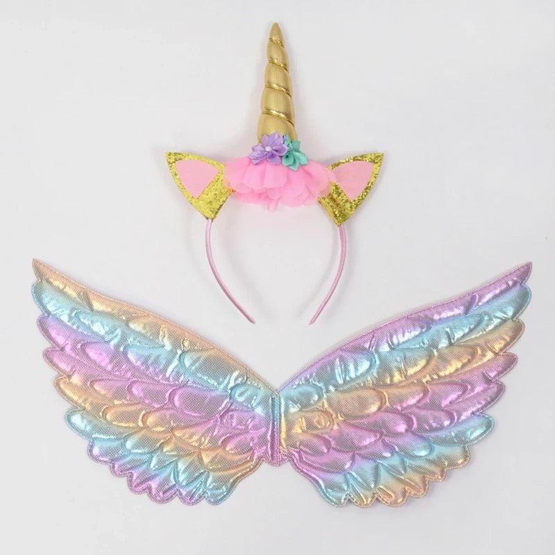 Unicorn Wings + Headband Set