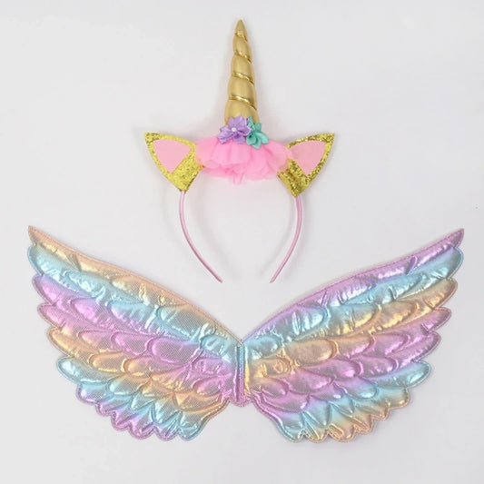 Unicorn Wings + Headband Set
