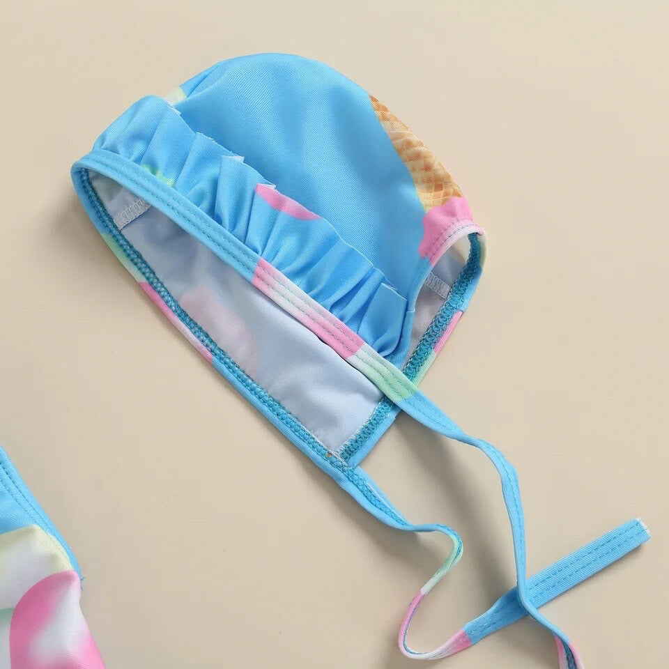Blue Icecream Swimsuit Set
