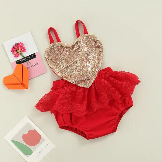 Valentine Gold Baby Romper